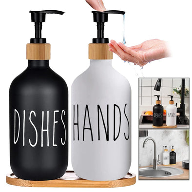 Black Dish Soap Dispenser Set for Kitchen