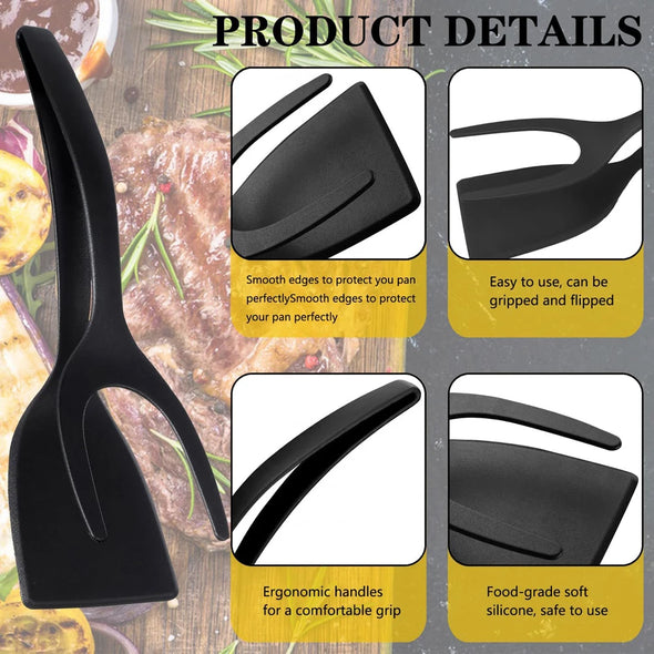 New 2 in 1 Grip Flip Spatula Tongs