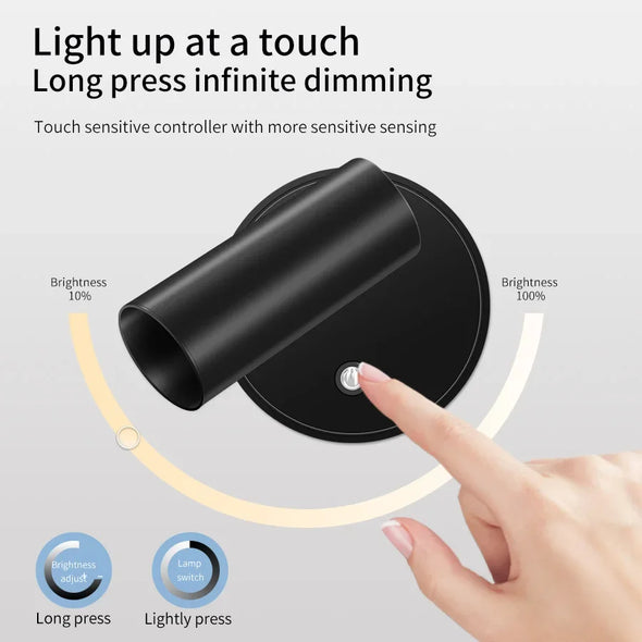 LED light magnetic type-C Rechargeable Touch Switch Wall Lights Spotlight Cordless Dimmable Bedroom Bedside Lamp Reading Light
