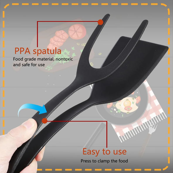 New 2 in 1 Grip Flip Spatula Tongs