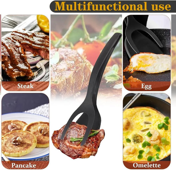 New 2 in 1 Grip Flip Spatula Tongs