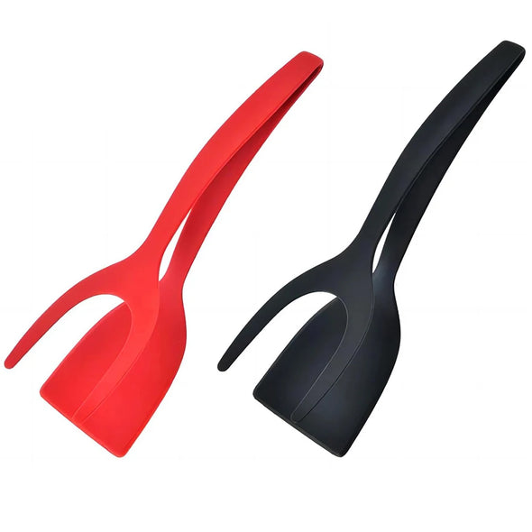 New 2 in 1 Grip Flip Spatula Tongs